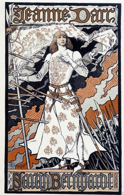 海报““圣女贞德”（Henriette Rosine Bernard di Sarah Bernhardt (1844-1923) 在 Joan of Arc 中扮演）。 标准差 大约 1890 年 作者 尤金·格拉塞