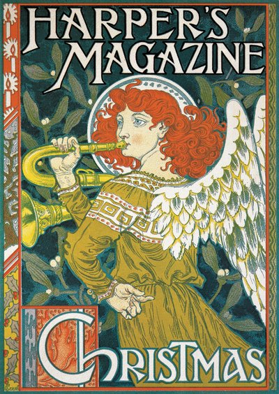 海报广告“哈珀杂志”的圣诞节期刊 作者 Eugene Grasset