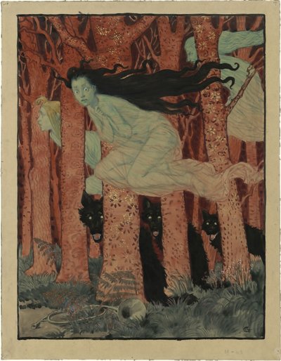 Trois femmes et trois loups 三个女人和三只狼，约1892年。 作者 尤金·格拉塞