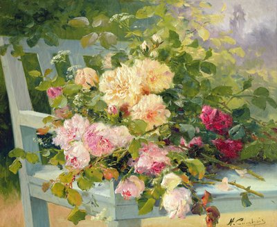 坐在板凳上的玫瑰 作者 Eugene Henri Cauchois