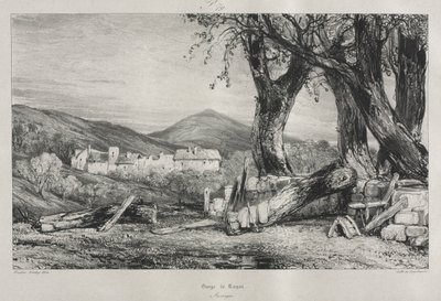 老法国风景如画和浪漫之旅：奥弗涅卷。二世，Royat峡谷，第79号，1830年 作者 尤金·伊萨贝（Eugene Isabey）