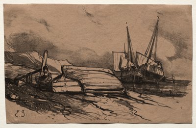 六个海军陆战队：掩护，一次罢工，1833年。 作者 尤金·伊萨贝（Eugene Isabey）