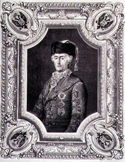 穿着旅行服装的凯瑟琳二世（1729-96）肖像，由Stephane Pannemaker（1847-1930）雕刻（雕刻）。 作者 尤金·约瑟夫（后）维奥拉特