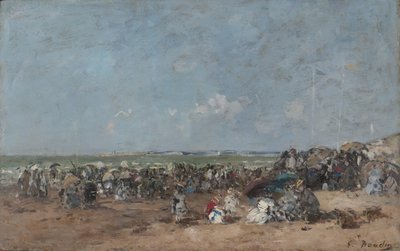 Trouville的海滩场景，1870-74 作者 尤金·路易斯·布丁