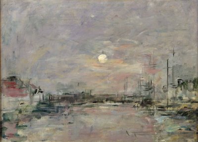 在勒阿弗尔商业码头的黄昏，c.1892-94 作者 尤金·路易斯·布丁