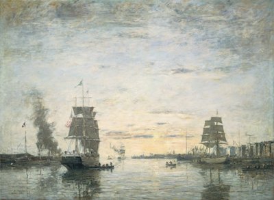港口入口，勒阿弗尔，1883年。 作者 尤金·路易斯·布丁