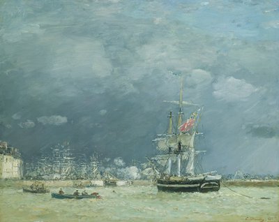 晚上，勒阿弗尔，1866年 作者 尤金·路易斯·布丁