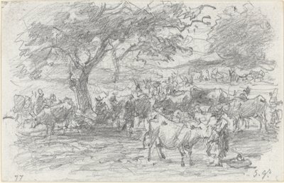 牧民和牛，1877年。 作者 尤金·路易斯·布丁