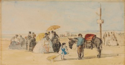 在海滩上，1866年 作者 尤金·路易斯·布丁