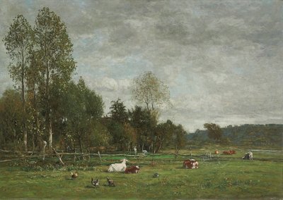 翁弗勒尔附近的牧场，1864年 作者 尤金·路易斯·布丁