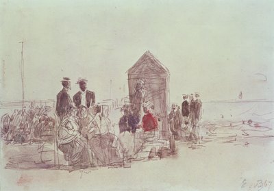 1867年多维尔海滩上的人们（wc） 作者 尤金·路易斯·布丁