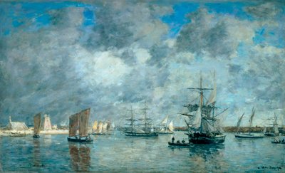 滨海卡马雷特 (Camaret-sur-Mer) 港口。 尤金·布丹 (1824-1898) 的绘画 作者 尤金·路易斯·布丁