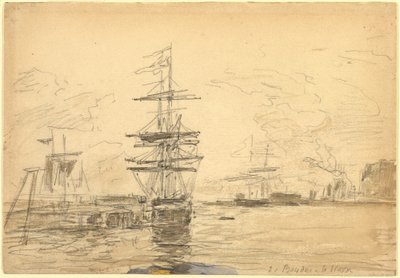 港湾中的船只，约1875年。 作者 尤金·路易斯·布丁