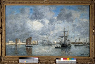 Eugene Louis Boudin (1824-1898) 的 Carnaret 港口绘画。 1872. 昏暗。 0.55 x 0.89 米。 巴黎，奥赛博物馆 作者 尤金·路易斯·布丁