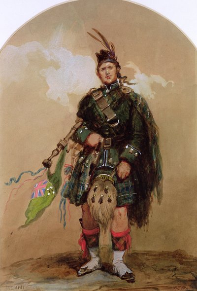 1853年在乔布姆营地的第79位高地人的吹笛者 作者 尤金·路易斯·拉米