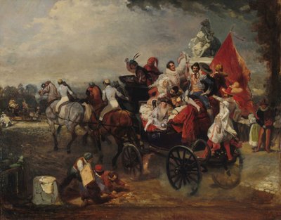 狂欢节现场，协和广场，1834年。 作者 尤金·路易斯·拉米