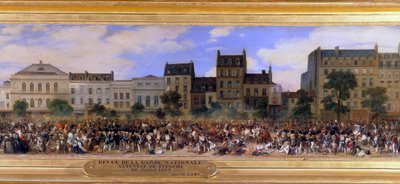 Giuseppe Fieschi（科西嘉阴谋家）于 28/07/1835 对法国国王 Louis-Philippe I（1773-1850）的袭击，巴黎圣殿大道（路易斯·菲利普评论国民警卫队）尤金绘画细节 拉米 (1800-1890) 1845 年 作者 尤金·路易斯·拉米
