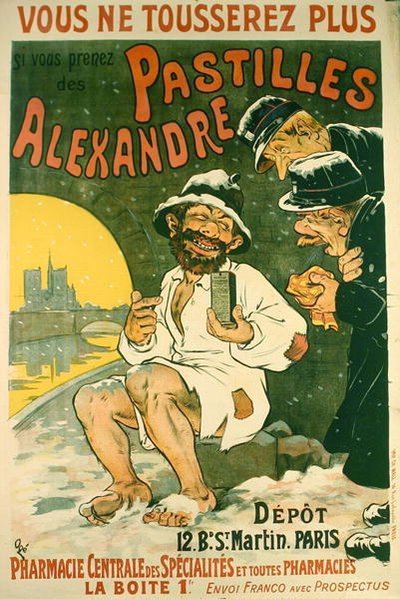 广告海报 "Pastilles Alexandre"（彩色平版印刷）。 作者 尤金·奥格