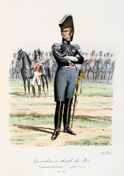 骑兵中尉的谢瓦尔·杜罗伊（Cheval du Roi），1814-15年 作者 尤金·蒂特克斯（Eugene Titeux）