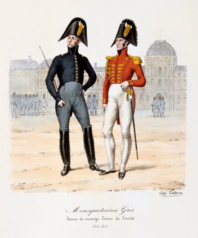 灰色火枪手，Manege服装和社会服装，1814-15年 作者 尤金·蒂特克斯（Eugene Titeux）