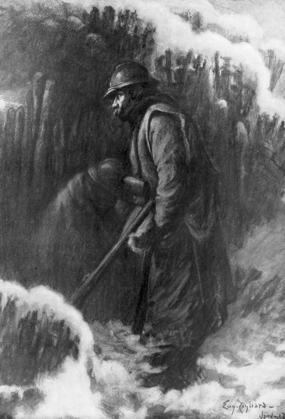 小岗哨的放哨工作》，第一次世界大战，1917年1月。 作者 尤金·齐利亚拉