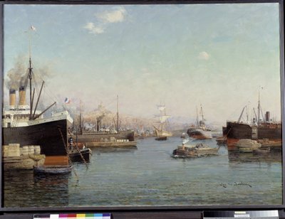 尤金·德·巴贝里斯 (Eugene de Barberiis) (1851-1937) 画作《若利埃特港》，20 世纪 马赛普罗旺斯基金会 作者 尤金·德·巴贝里斯