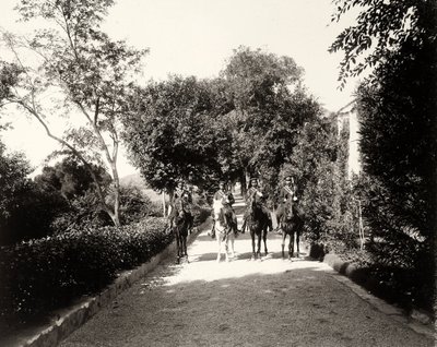 一群穿着马甲的穿制服的男子在农场Lo Zucco，西西里岛，c.1900 作者 Eugenio Interguglielmi