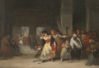 教堂内，约1860-66（锡板油画） 作者 欧金尼奥·卢卡斯·贝拉斯克斯