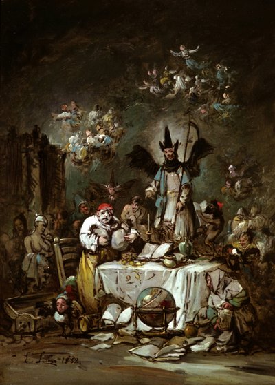 寓言的随想。 The Avarice，1852年 作者 欧金尼奥·卢卡斯·贝拉斯克斯