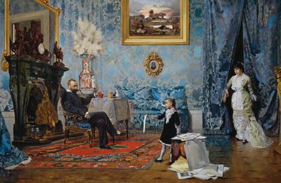 Fabricci 家族，约 1880 年，作者：Eugenio Scomparini（1845-1913），布面油画，68x187 厘米，意大利 作者 欧金尼奥·斯康帕里尼