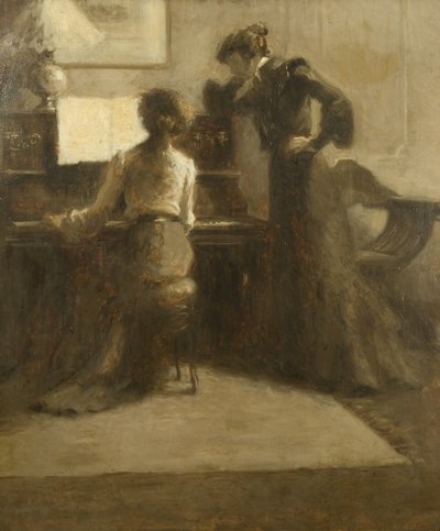 钢琴家，约 1900 年（画布上的纸上油彩） 作者 欧仁·卡里尔（EugèneCarrière）