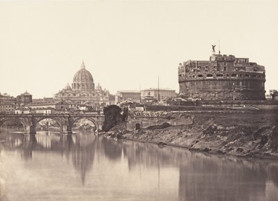 圣安杰洛城堡的景色。圣彼得教堂，1848-52年。 作者 尤金·康斯坦