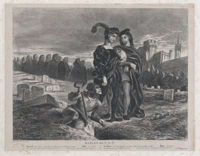 哈姆雷特沉思约里克的头骨，1828年，1828年。 作者 尤金·德拉克洛瓦
