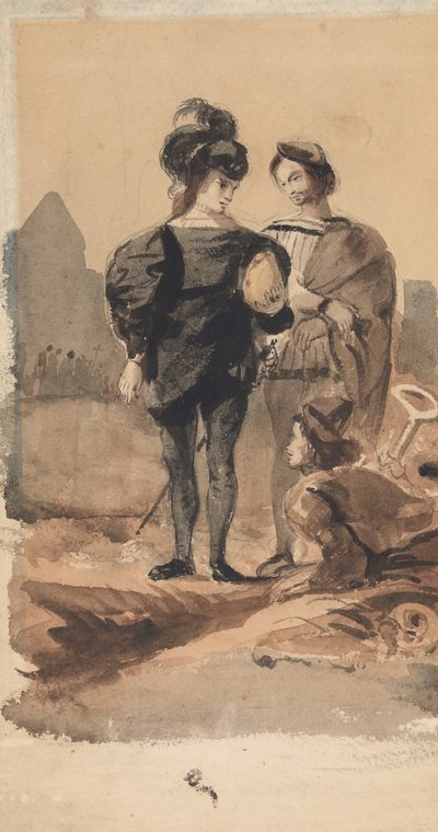 墓地里的哈姆雷特和霍拉旭，1827-28。 作者 尤金·德拉克洛瓦