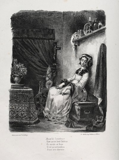 浮士德》插图  玛格丽特与车轮 作者 Chez Ch. Motte，编辑，由 Libraire 的 Chez Sautelet 分发