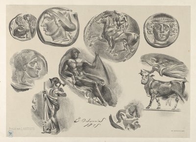 九张古币，1825., 1825. 作者 尤金·德拉克洛瓦