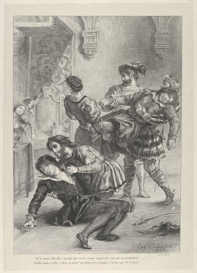 哈姆雷特之死》，1843年，1843年。 作者 尤金·德拉克洛瓦