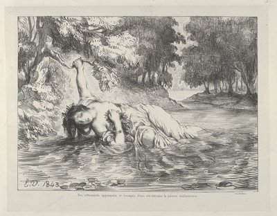 奥菲利亚之死》，1843年，1843年。 作者 尤金·德拉克洛瓦