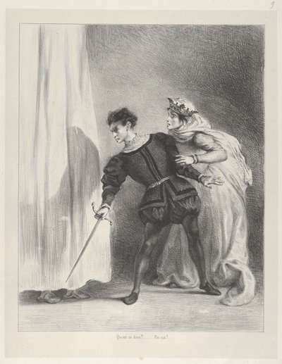 谋杀波洛涅斯》，1834-43., 1834-43. 作者 尤金·德拉克洛瓦