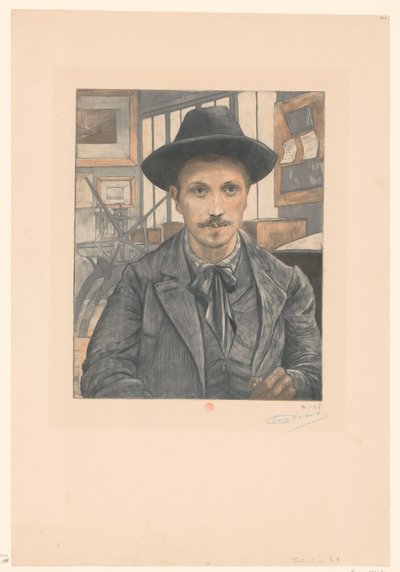 欧仁-德拉特尔的自画像 作者 Eugène Delâtre（艺术家签名）