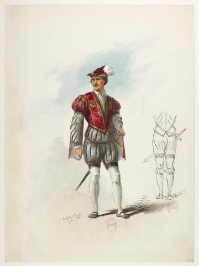 Btv1b84558104 66 - Saint-Saëns - Henry VIII - Maquettes de costumes - Lacoste - 64th Costume 作者 尤金·拉科斯特（Eugene Lacoste）