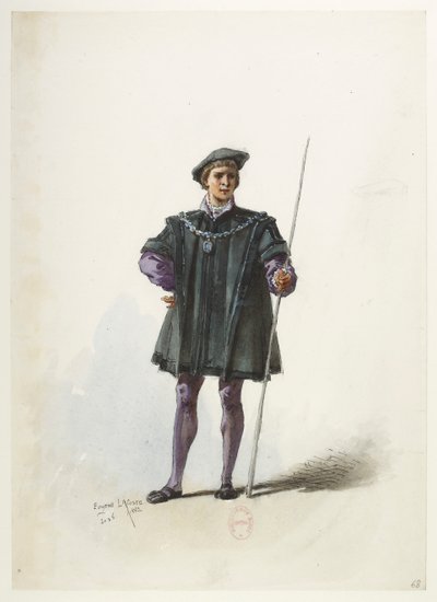 Btv1b84558104 70 - Saint-Saëns - Henry VIII - Maquettes de costumes - Lacoste - 68th Costume 作者 尤金·拉科斯特（Eugene Lacoste）