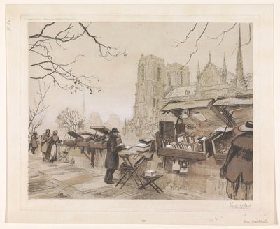 巴黎蒙特贝罗码头景观 作者 Eugène Véder（艺术家签名）