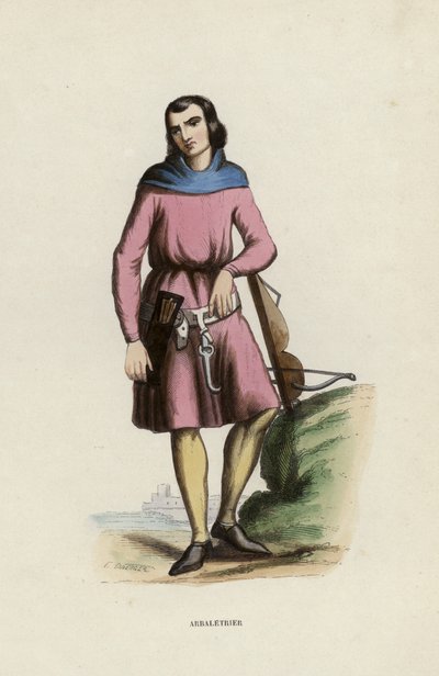 Arbaletrier (coloured engraving) 作者 欧洲学校