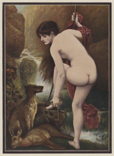 卡利斯托（Callisto），希腊神话中的仙女（彩色石版画 作者 欧洲学校