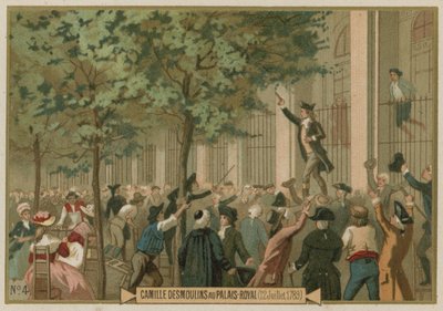 1789年7月12日，卡米尔·德斯穆兰在皇家宫殿，巴黎，法国大革命之外发出呼吁 作者 欧洲学校