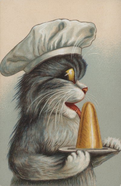 吃甜点的猫（chromolitho） 作者 欧洲学校