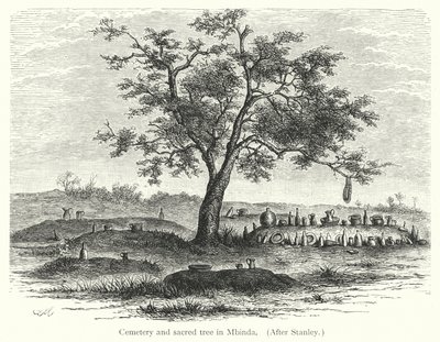Cemetery and sacred tree in Mbinda (engraving) 作者 欧洲学校