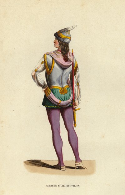意大利军事服装（彩色雕刻）（Costume Militaire Italien 作者 欧洲学校