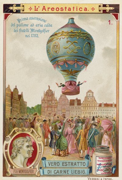 1783年首次不受限制的Montgolfier Brothers热气球飞行 作者 欧洲学校